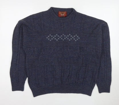 Tobiasystem Womens Blue Round Neck Wool Pullover Jumper Size 16
