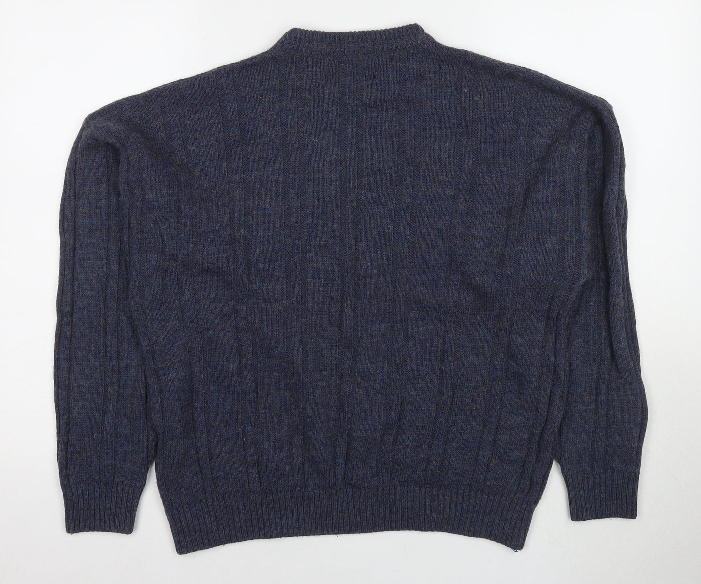 Tobiasystem Womens Blue Round Neck Wool Pullover Jumper Size 16