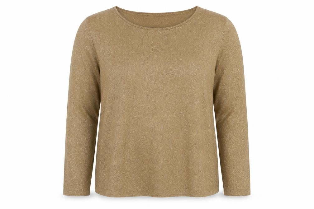 Persona Womens Brown Round Neck Wool Pullover Jumper Size L - Glitter Detail