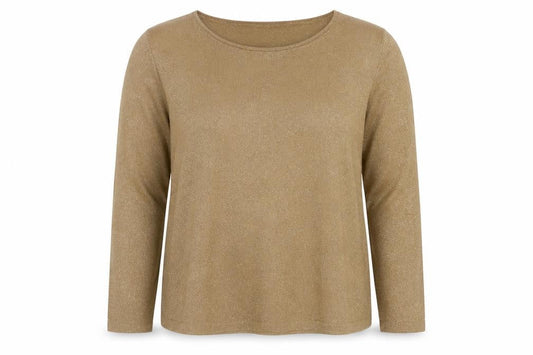 Persona Womens Brown Round Neck Wool Pullover Jumper Size L - Glitter Detail