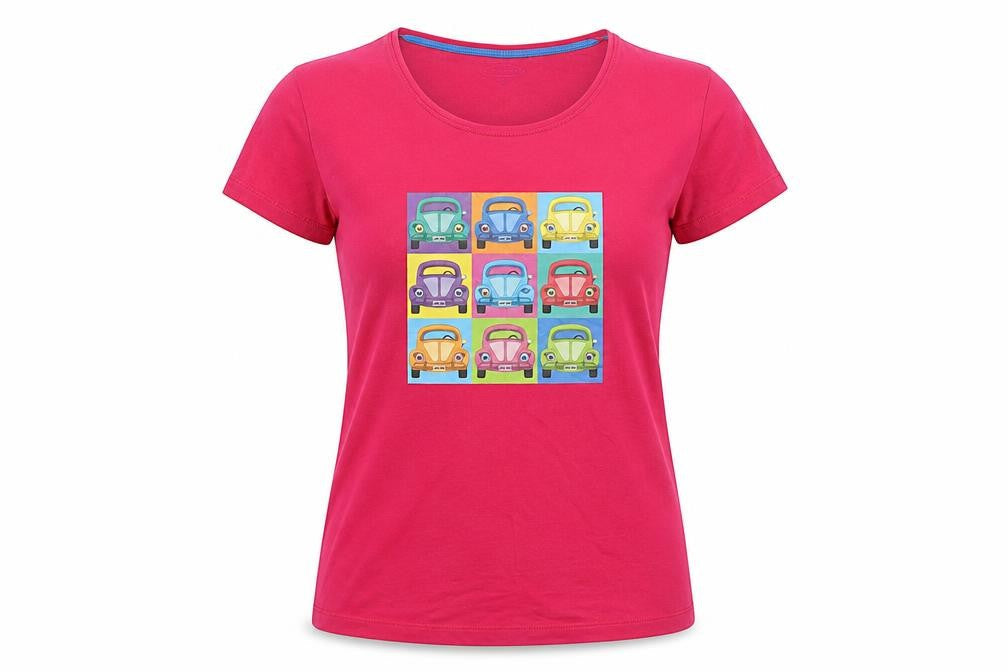 Mountain Life Womens Pink Cotton Basic T-Shirt Size 12 Round Neck - Volkswagen
