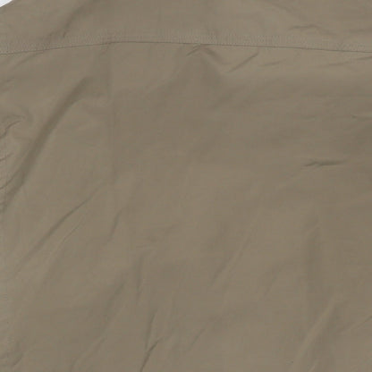 Brand and care label for Atlantic Bay men’s brown jacket, size XL, zip