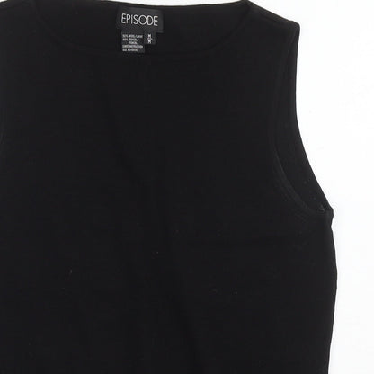 Episode Womens Black Wool Basic Tank Size M Round Neck - Sequin Detail