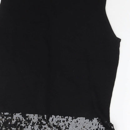 Episode Womens Black Wool Basic Tank Size M Round Neck - Sequin Detail
