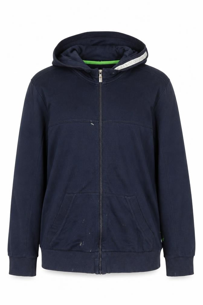 BOSS Womens Blue Cotton Full Zip Hoodie Size L Zip