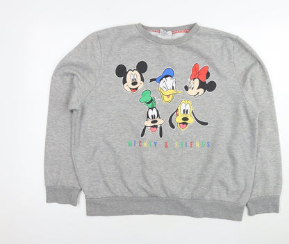 Preloved Disney Womens Grey Cotton Pullover Sweatshirt Size L Pullover - Mickey And Friends - Front