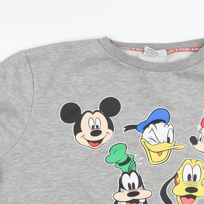 Preloved Disney Womens Grey Cotton Pullover Sweatshirt Size L Pullover - Mickey And Friends - Detail