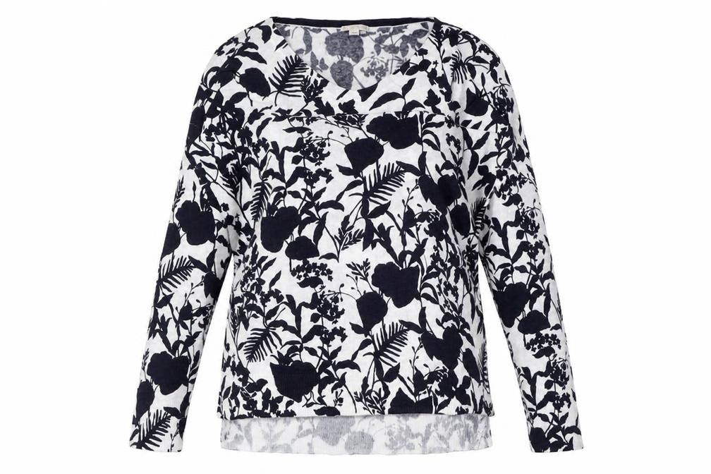 Women's Floral V-Neck Pullover Jumper, Size L