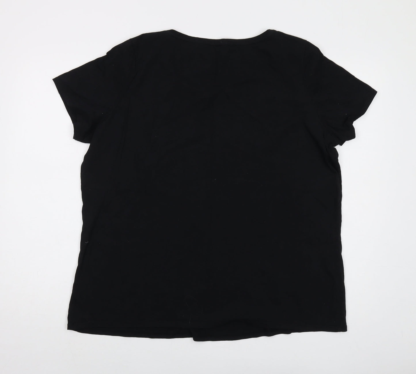 Pudsey Womens Black Cotton Basic T-Shirt Size 22 Crew Neck - Sequins