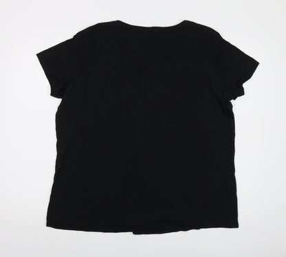 Preloved Pudsey Womens Black Cotton Basic T-Shirt Size 22 Crew Neck - Sequins - Back