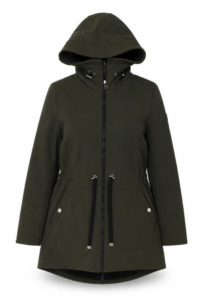 Eliza J Womens Green Parka Coat Size M Zip