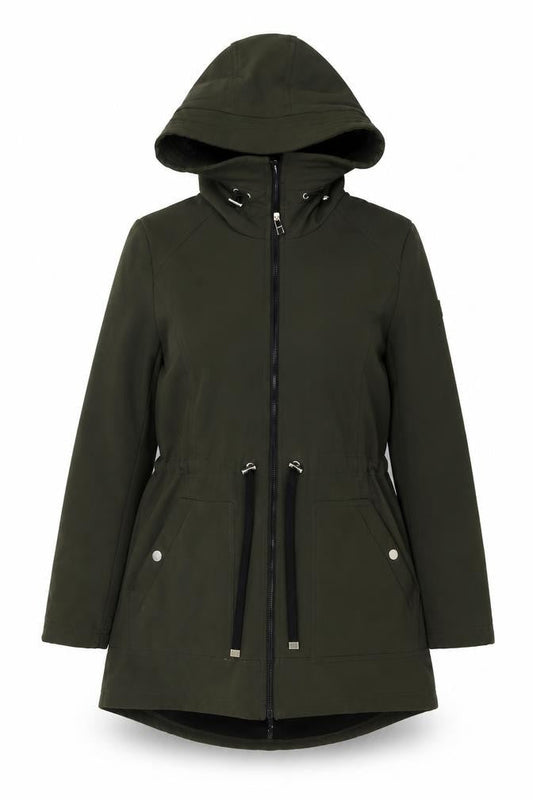 Eliza J Womens Green Parka Coat Size M Zip