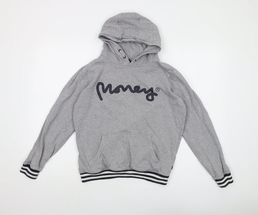 Money Boys Grey Cotton Pullover Hoodie Size 12-13 Years Pullover