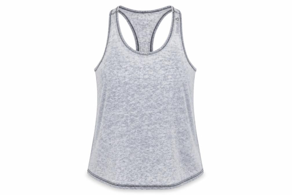 Reebok Womens Grey Polyester Basic Tank Size S Round Neck Pullover