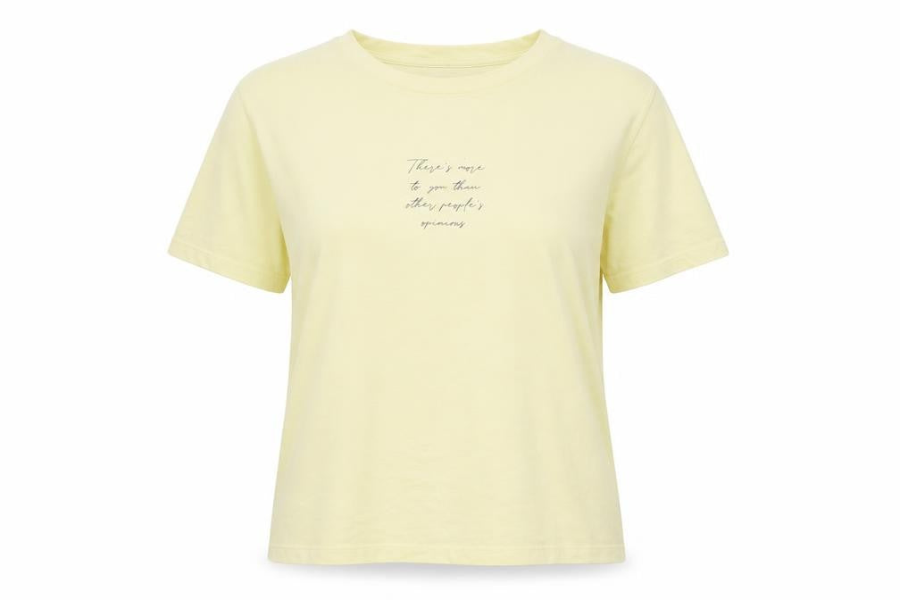 Mango Womens Yellow Polyester Basic T-Shirt Size M Crew Neck