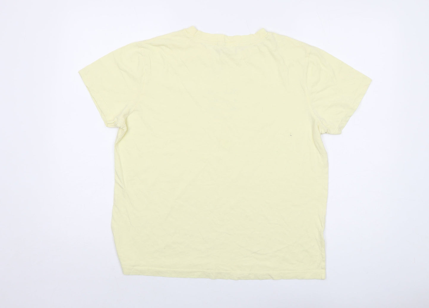 Mango Womens Yellow Polyester Basic T-Shirt Size M Crew Neck