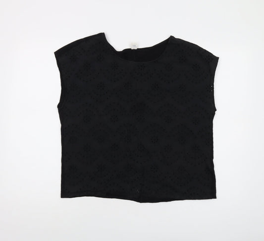 Old Navy Womens Black Polyester Basic T-Shirt Size L Round Neck