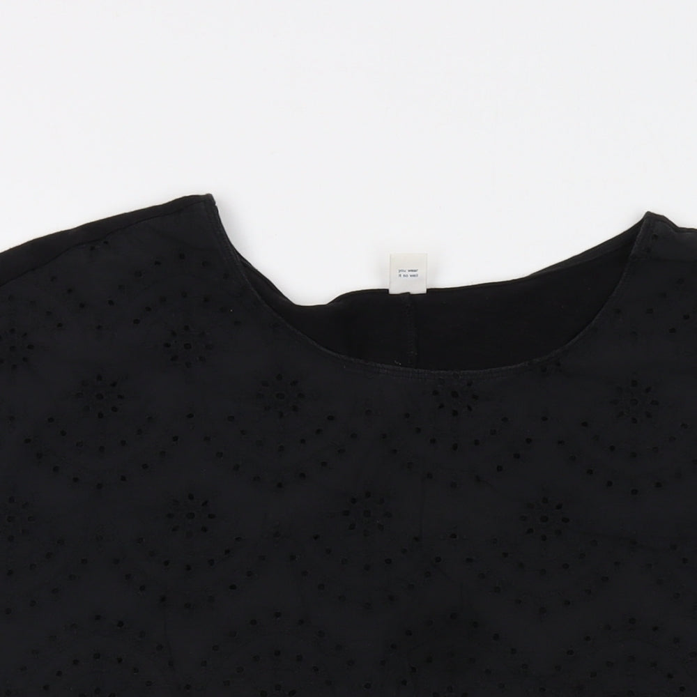 Old Navy Womens Black Polyester Basic T-Shirt Size L Round Neck