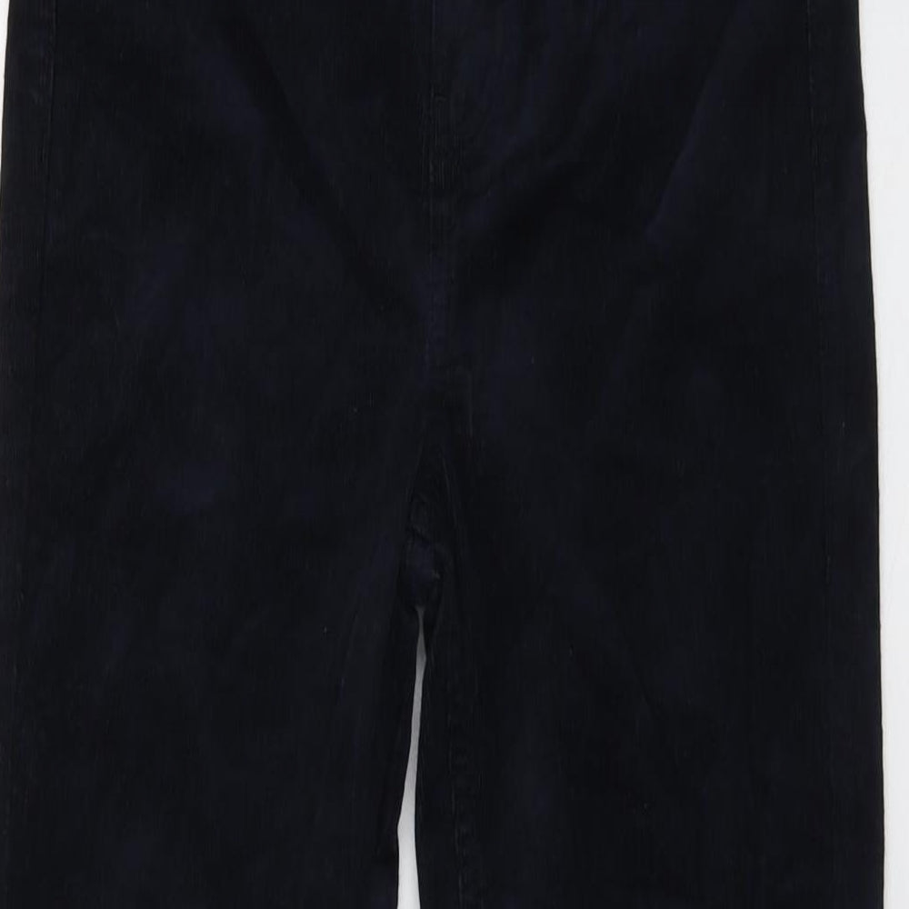 Marks and Spencer Womens Blue Cotton Trousers Size 6 L28 in Regular Button