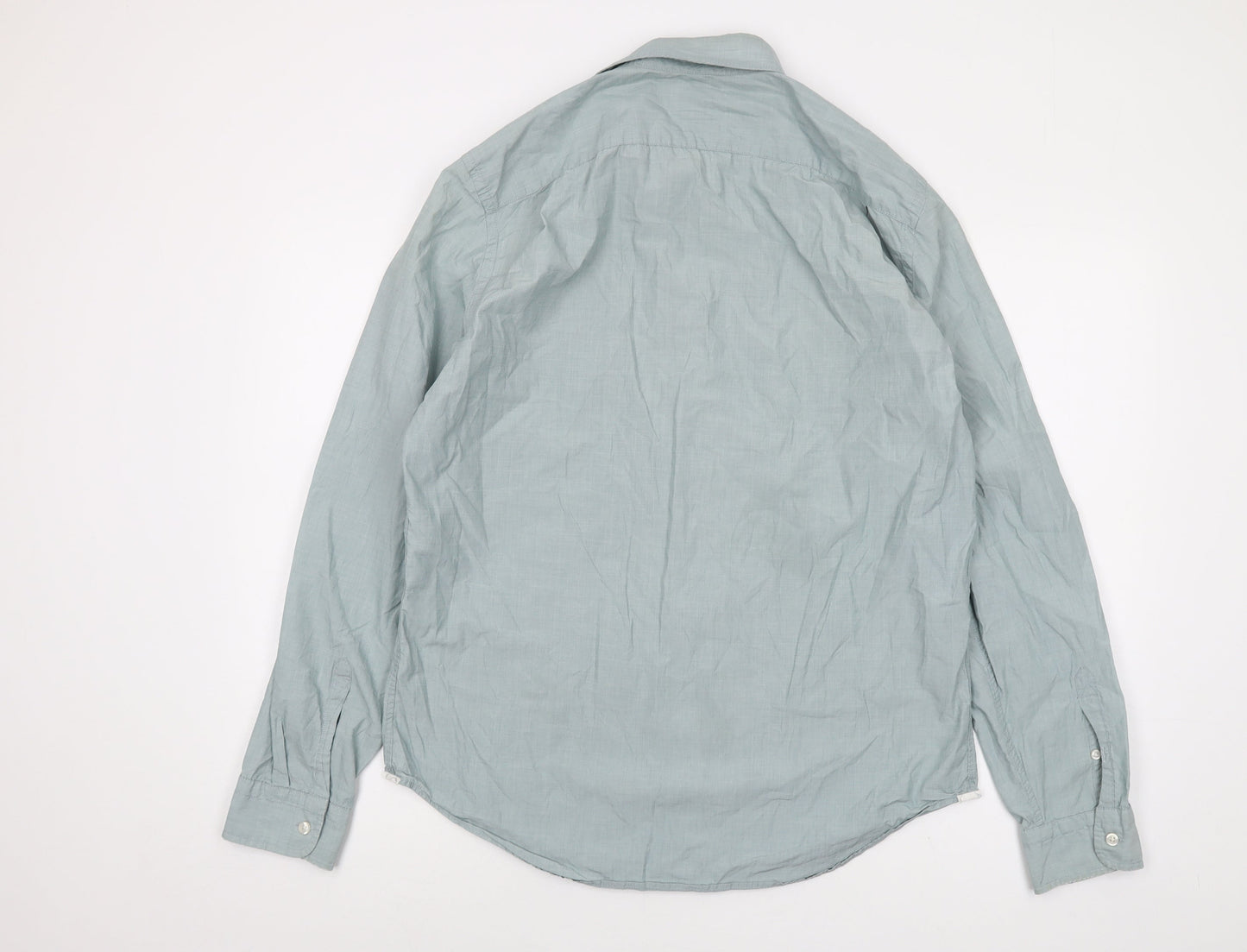 Gap Mens Green Cotton Button-Up Size L Collared Button