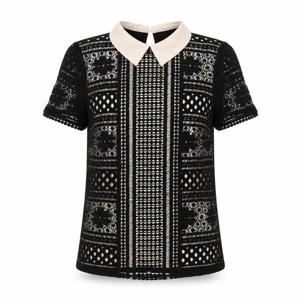Oasis Womens Black Polyamide Basic Blouse Size S Collared