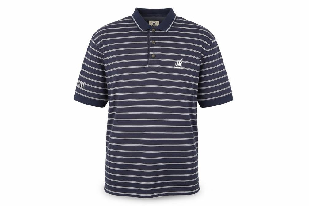 Cutter & Buck Mens Blue Striped 100% Cotton Polo Size M Collared Button