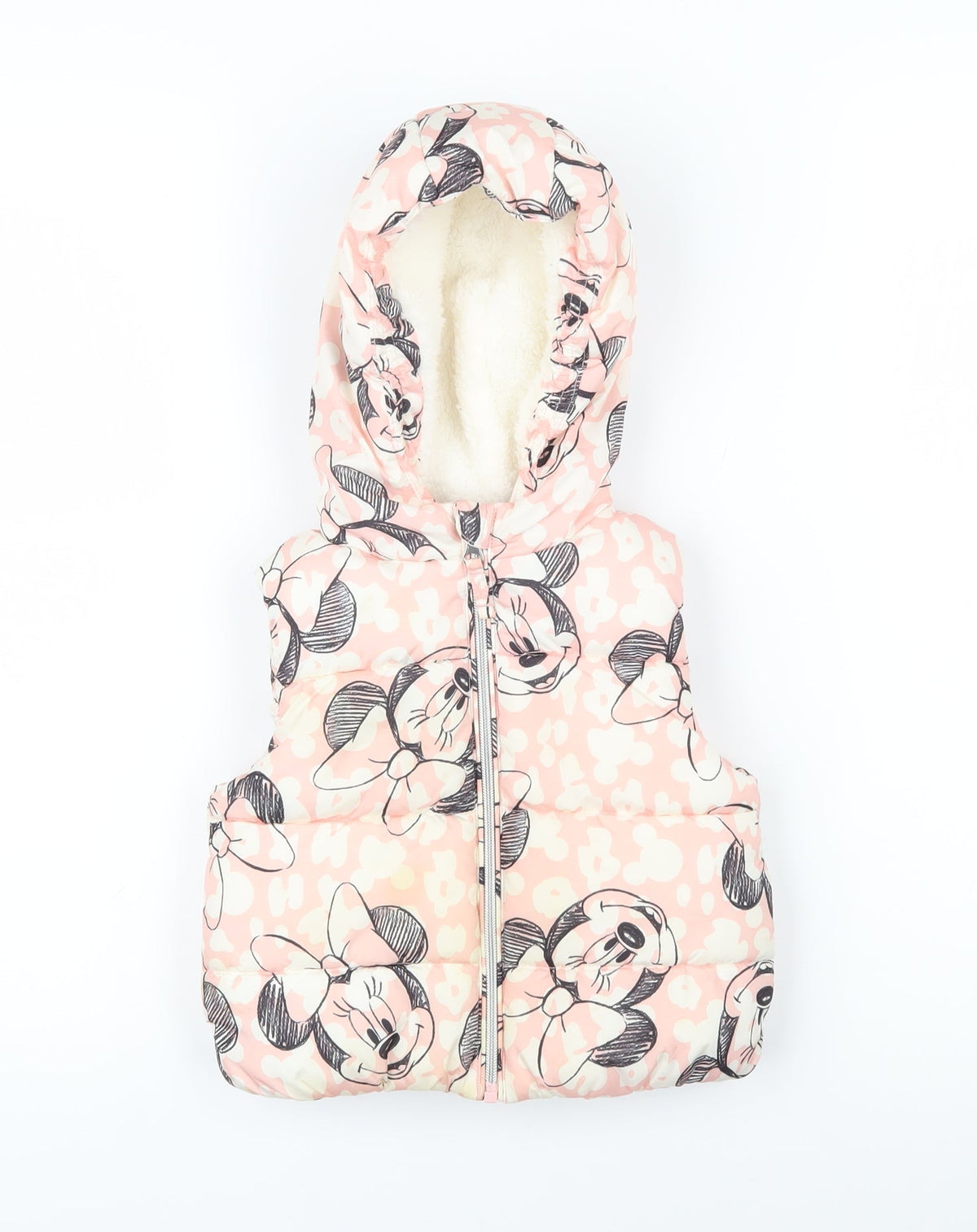 Disney Girls Pink Geometric Gilet Waistcoat Size 12-18 Months Zip - Mickey Mouse