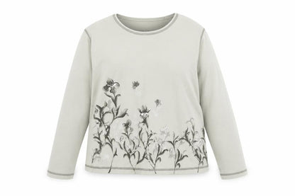 Dash Womens Green Cotton Basic T-Shirt Size 16 Boat Neck - Flowers