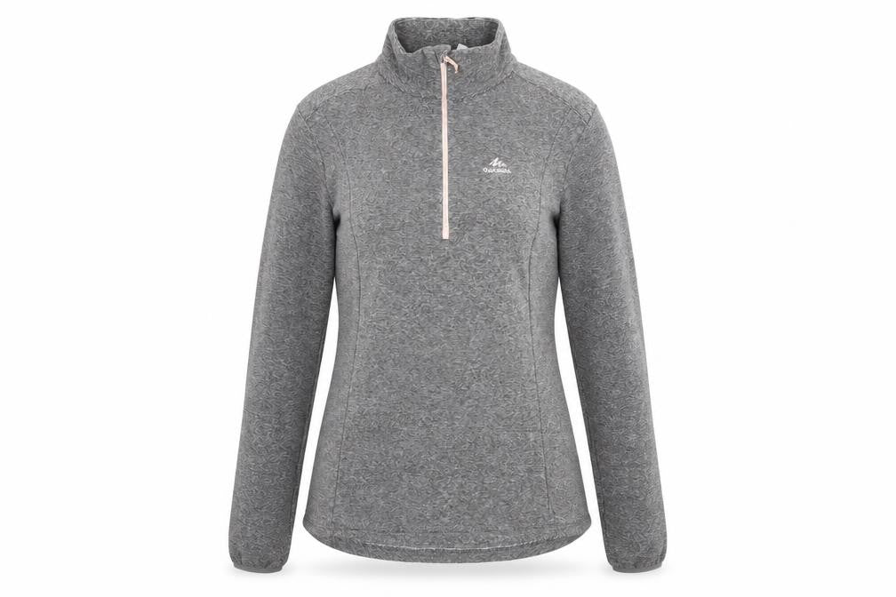 DECATHLON Womens Grey 100% Polyester Pullover Sweatshirt Size 12 Zip