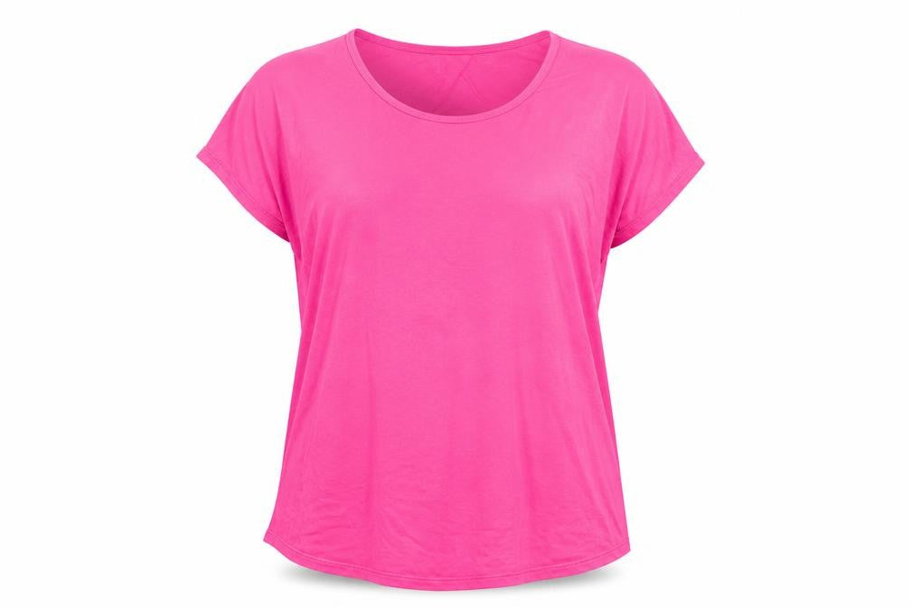 Lands' End Womens Pink Viscose Basic T-Shirt Size M Boat Neck