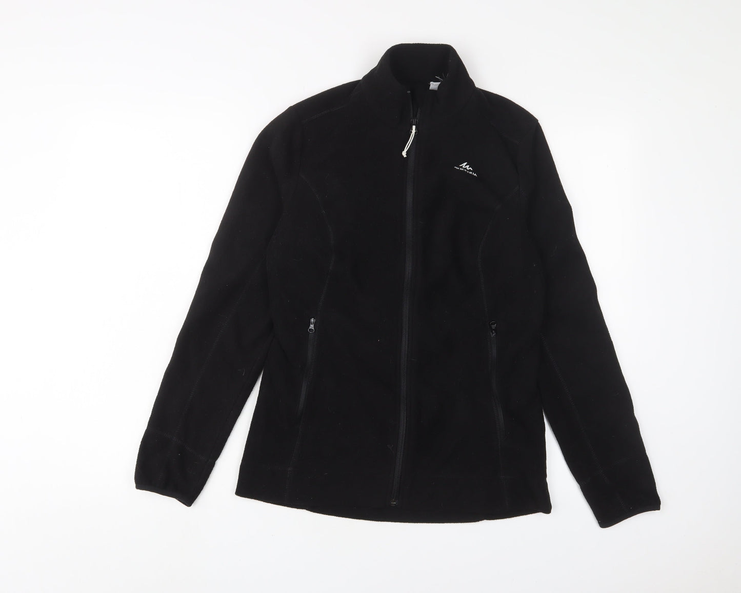DECATHLON Womens Black Jacket Size S Zip - Logo, Embroidered