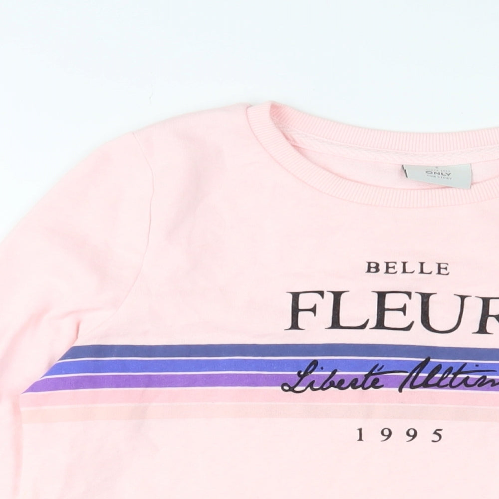 Only Womens Pink Cotton Pullover Sweatshirt Size S Pullover - Belle Fleur