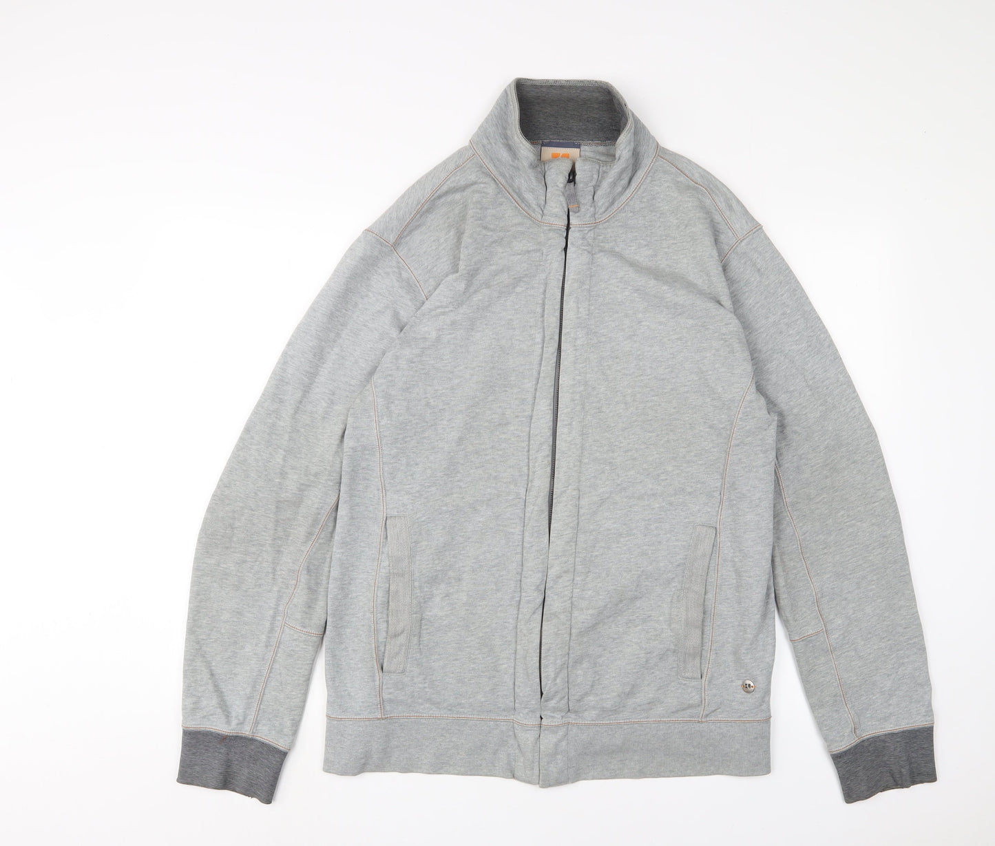 Boss Orange Mens Grey Cotton Full Zip Sweatshirt Size XL - Logo