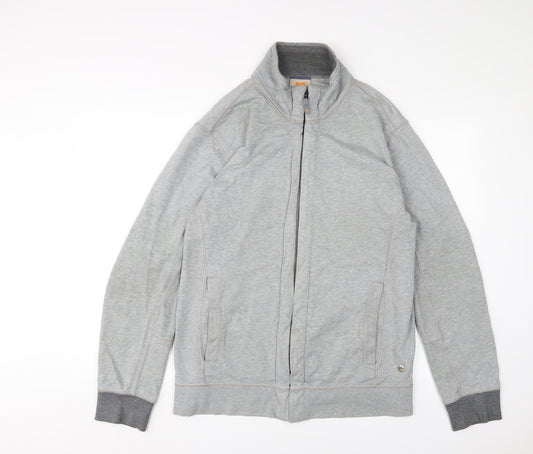 Boss Orange Mens Grey Cotton Full Zip Sweatshirt Size XL - Logo