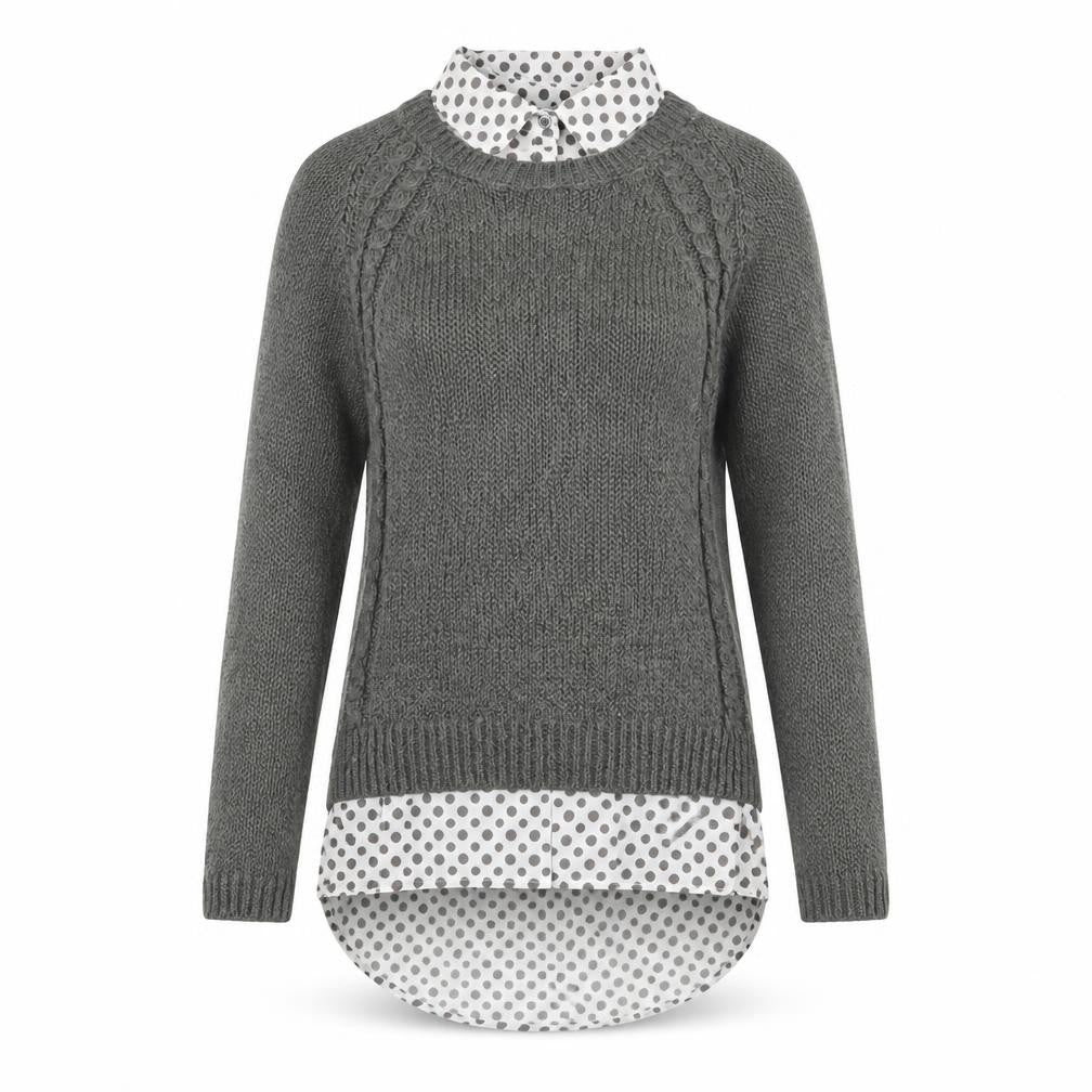 NEXT Womens Grey Collared Polka Dot Acrylic Pullover Jumper Size 10
