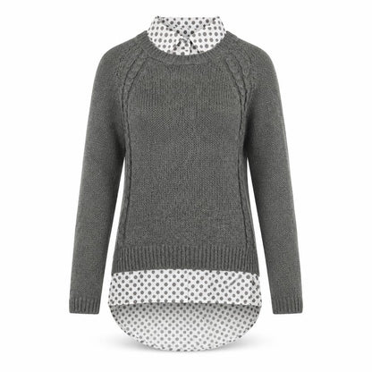 Next Womens Grey Collared Polka Dot Acrylic Pullover Jumper Size 10