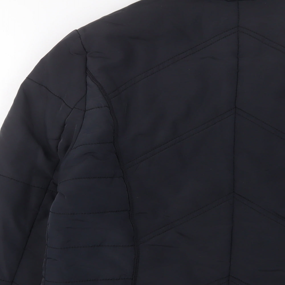 Maine Womens Blue Quilted Jacket Size 12 Snap - Zip Pockets
