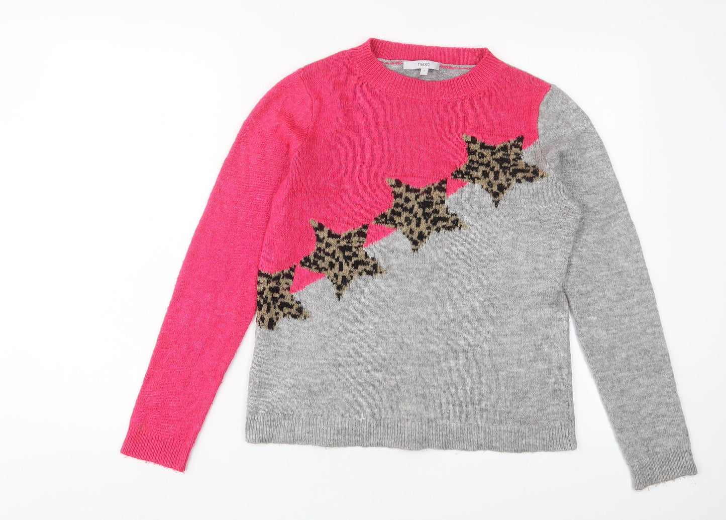 NEXT Womens Multicoloured Crew Neck Animal Print Acrylic Pullover Jumper Size 6 - Stars