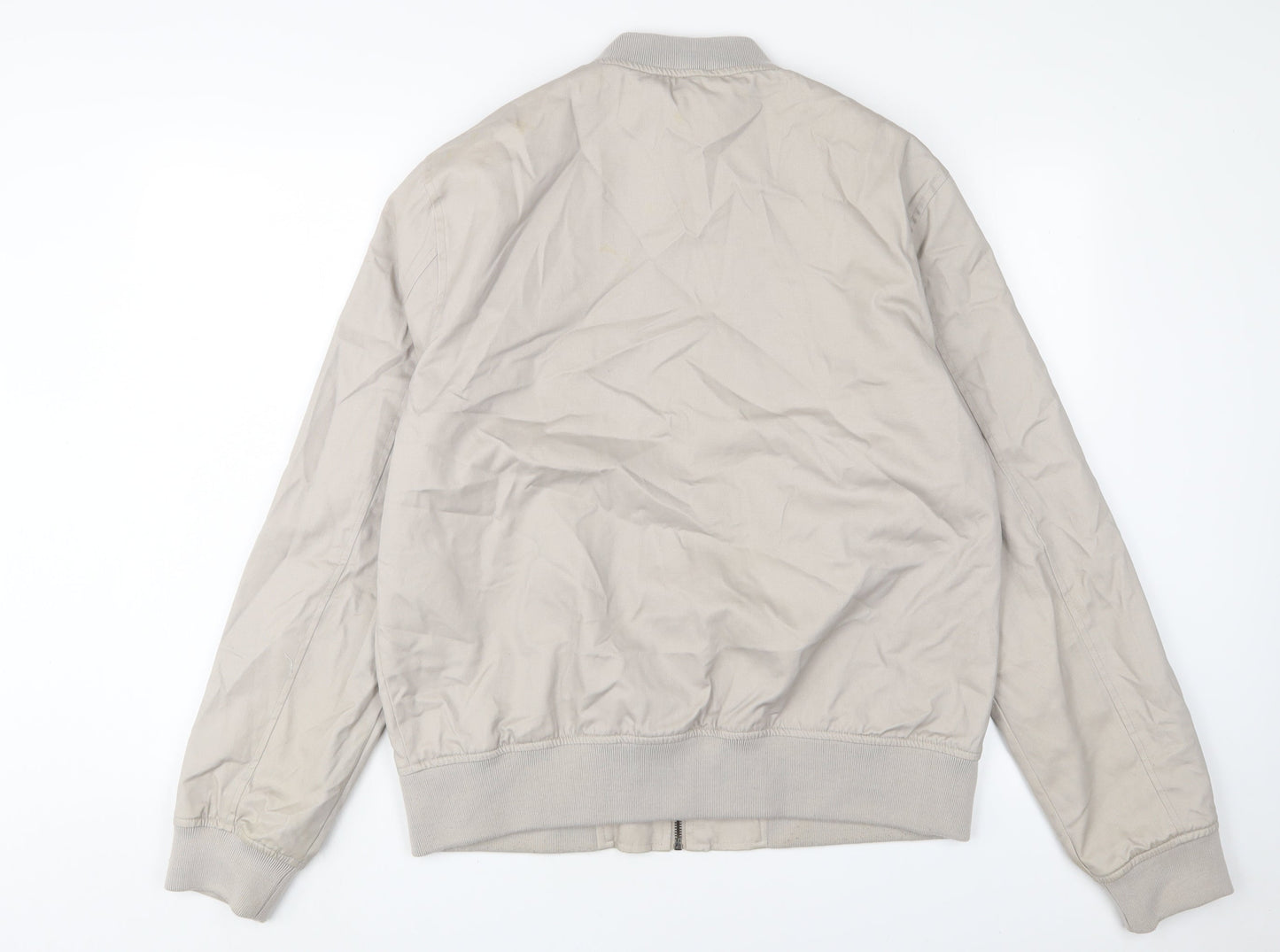 New London Mens Beige Bomber Jacket Jacket Size L Zip