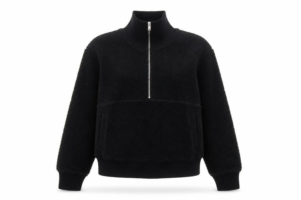 Marks & Spencer Womens Black Polyester Pullover Sweatshirt Size S Zip - 1/2 Zip