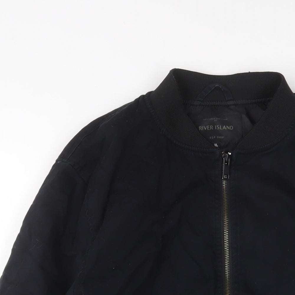River Island Mens Black Bomber Jacket Jacket Size XL Zip