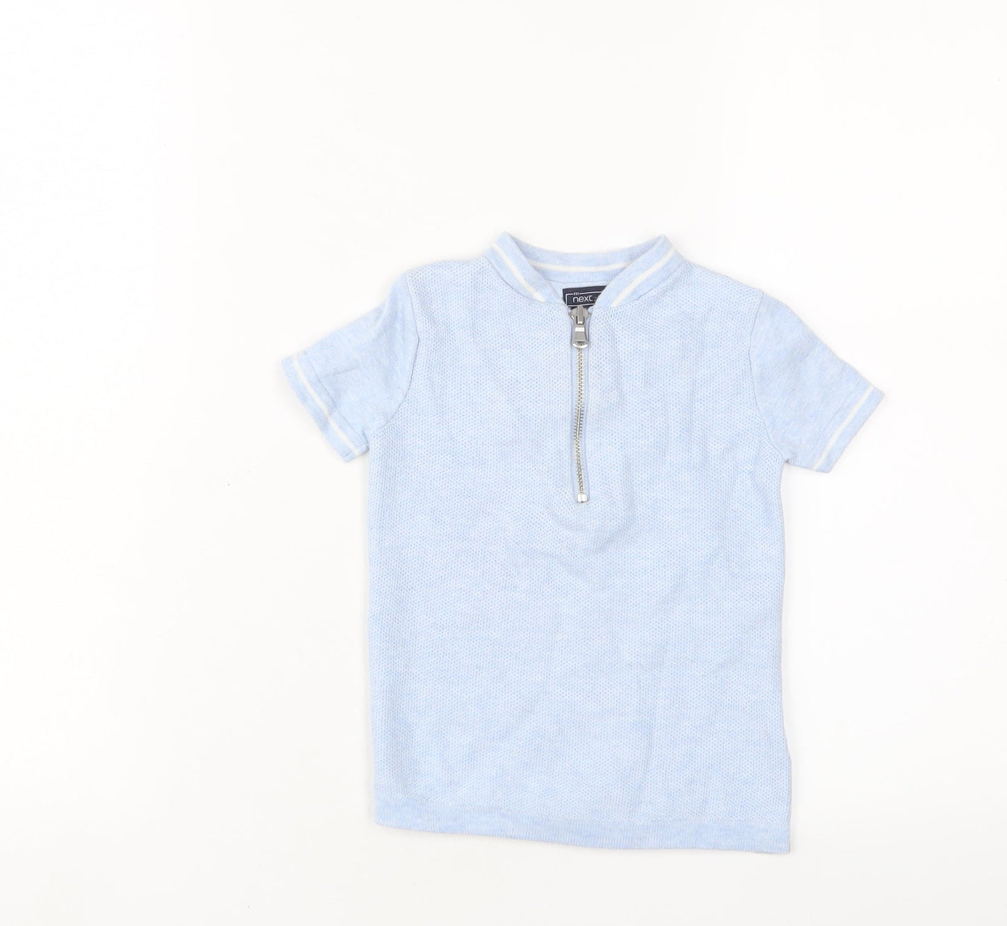 NEXT Boys Blue Cotton Basic T-Shirt Size 3 Years Crew Neck Zip