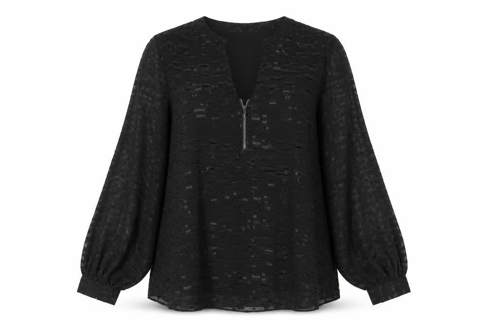 Julien Macdonald Womens Black Polka Dot Polyester Basic Blouse Size 8 V-Neck - Embroidered
