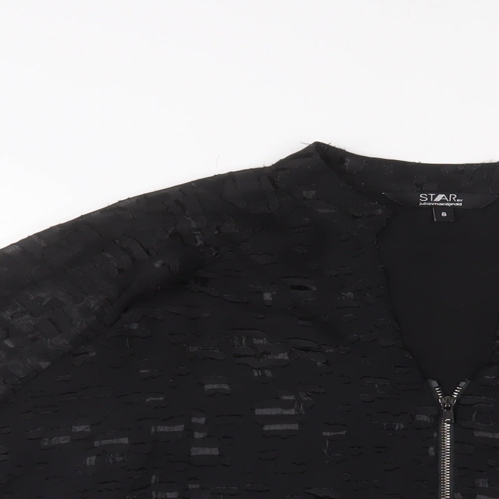 Julien Macdonald Womens Black Polka Dot Polyester Basic Blouse Size 8 V-Neck - Embroidered