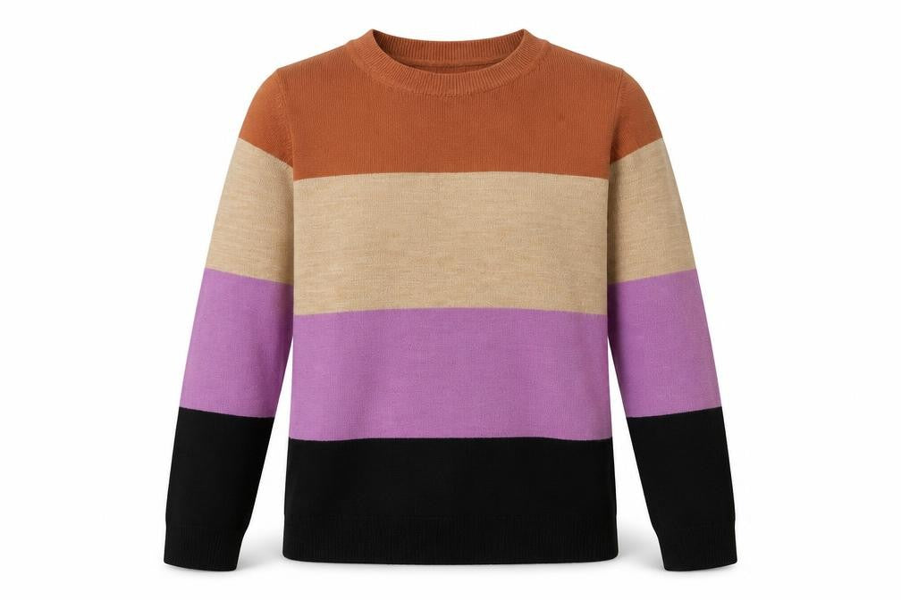 Marks & Spencer Womens Multicoloured Crew Neck Striped Acrylic Pullover Jumper Size 10