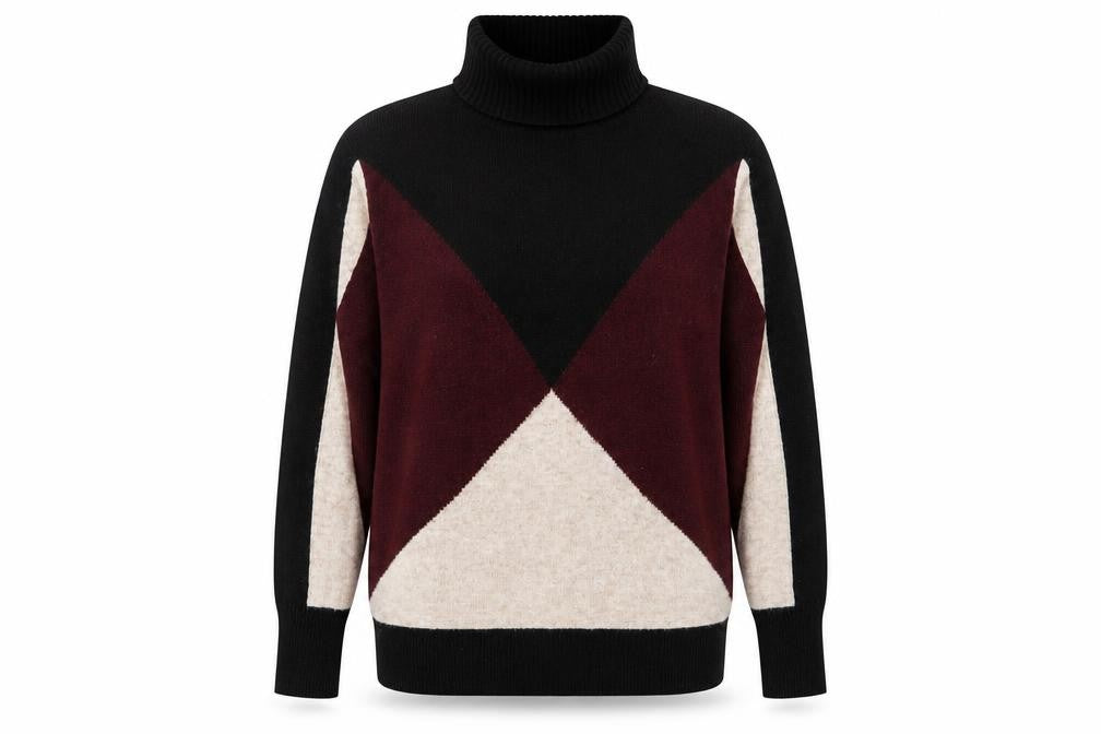 Wallis Womens Multicoloured Roll Neck Geometric Acrylic Pullover Jumper Size M