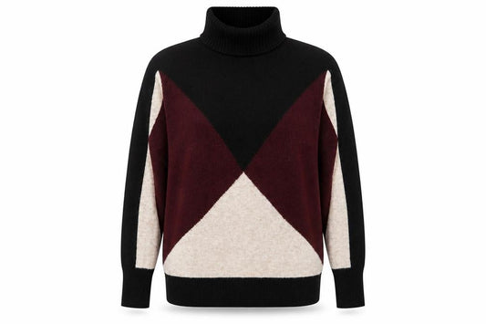 Wallis Womens Multicoloured Roll Neck Geometric Acrylic Pullover Jumper Size M