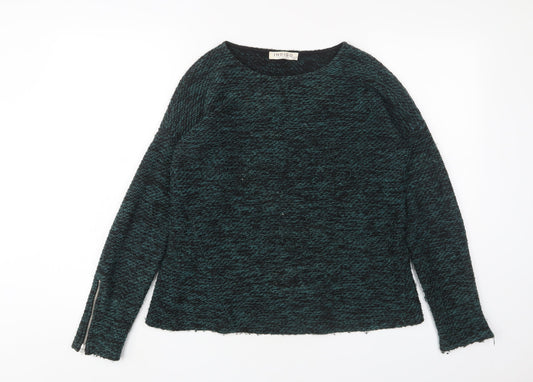 Indigo Womens Green Crew Neck Polyester Pullover Jumper Size 10