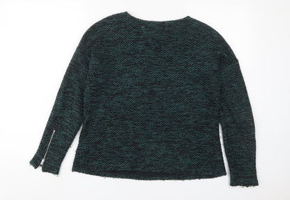 Indigo Womens Green Crew Neck Polyester Pullover Jumper Size 10