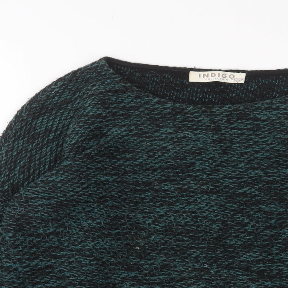 Indigo Womens Green Crew Neck Polyester Pullover Jumper Size 10